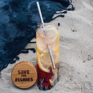 SandCloud Save the Fishies Glass Water Bottle